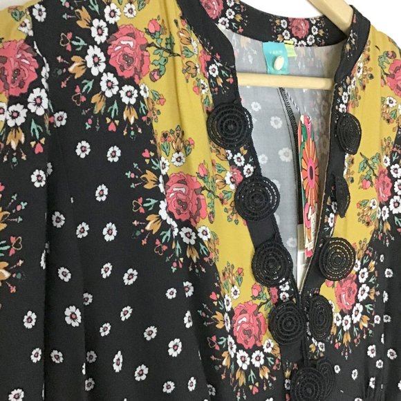 Farm Rio X Anthropologie Floral Blocked Long Sleeve Maxi Dress - Picture 8 of 16